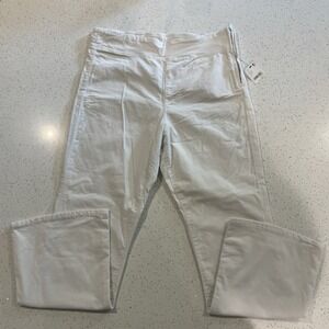 NWT Free People In My Feelings Velvet Crop Slim Boot Pants Size L Sea Salt White